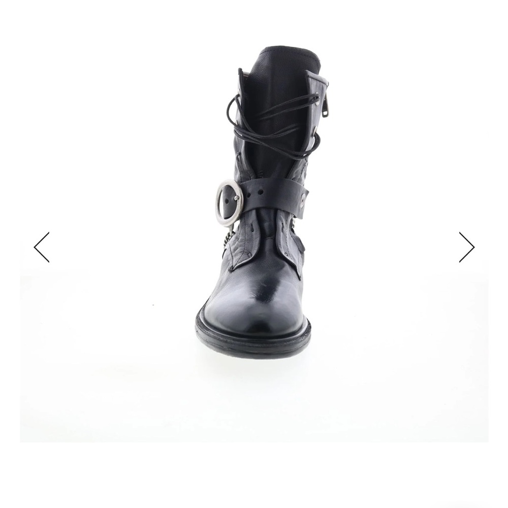 A.S.98 “Faust” Black Leather Combat Boots with Silver Accents - Picture 6 of 11